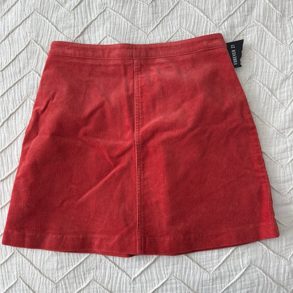 Red Corduroy Mini Skirt